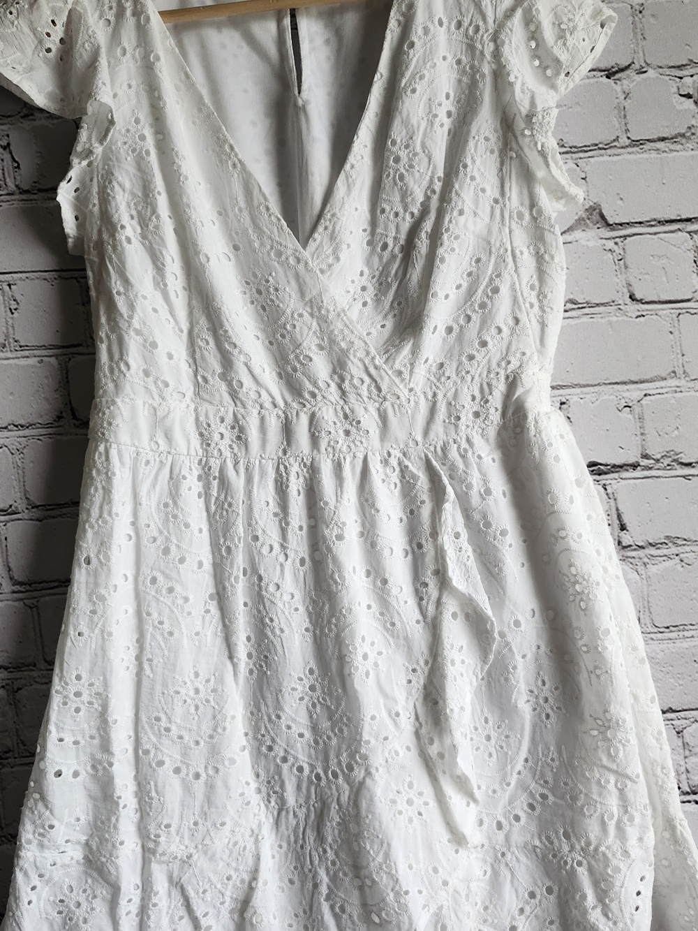 Japna White Eyelet Wrap Midi Dress